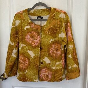 Large Talbots Pink and Gold Floral Blazer